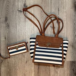 Striped purse with matching wallet